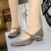 Elegant French Retro Mary Jane Shoes With Chunky Heel & Square Toe - Adjustable Metal Buckle Strap Ballet Flats For Women_vogvips.com