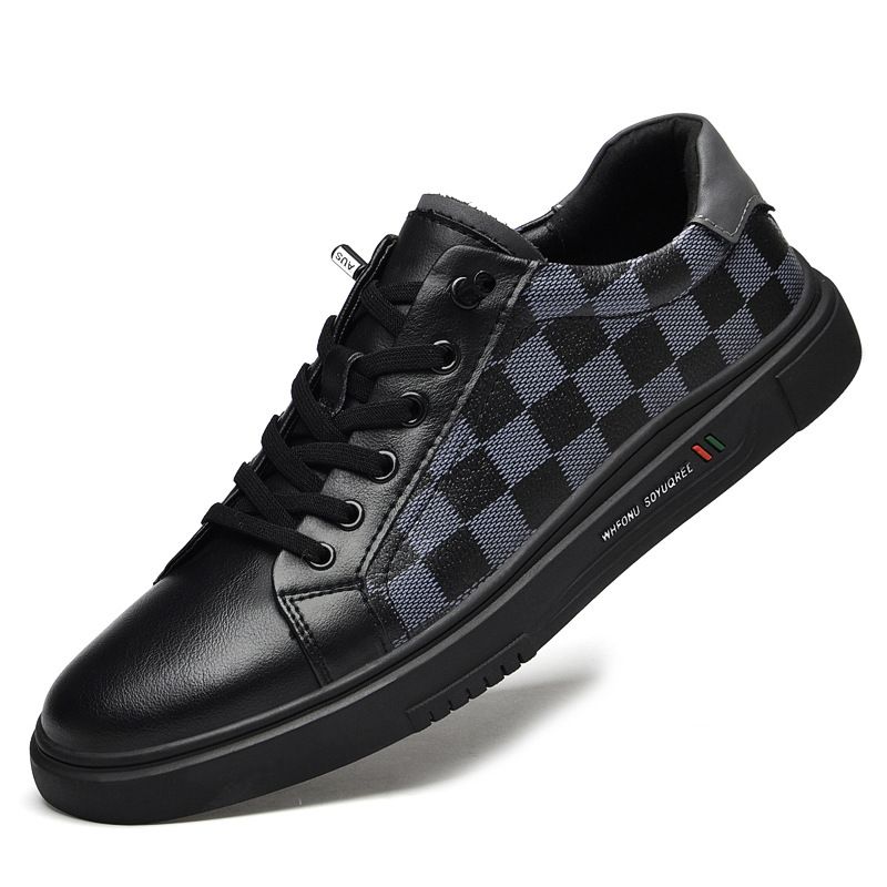 Men's Shoes Board Shoes Little White Shoes Low-top Cowhide Surface Printed Flat-bottomed Sports And Leisure Shoes_vogvips.com