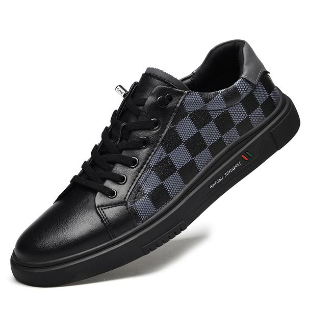 Men's Shoes Board Shoes Little White Shoes Low-top Cowhide Surface Printed Flat-bottomed Sports And Leisure Shoes_vogvips.com