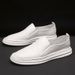 Slip-On Loafers For Men, Genuine Leather, Spring/Summer 2025, Breathable, Korean Style, Casual Sneakers, Lazy White_vogvips.com