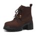 Women's Short Boots 2025 Autumn And Winter New Beaded Short Boots, Fashionable Frosted Chunky Heel Thick-soled Martin Boots, Cotton Shoes_vogvips.com