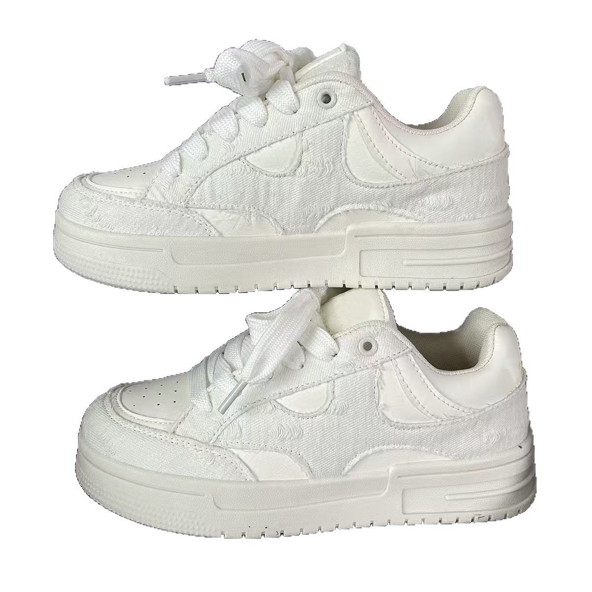 Men's Shoes 2025 Niche Destruction Style Thick Soled White Shoes National Trend Men And Women All Match Bread Shoes Student Sports Skateboard Shoes_vogvips.com