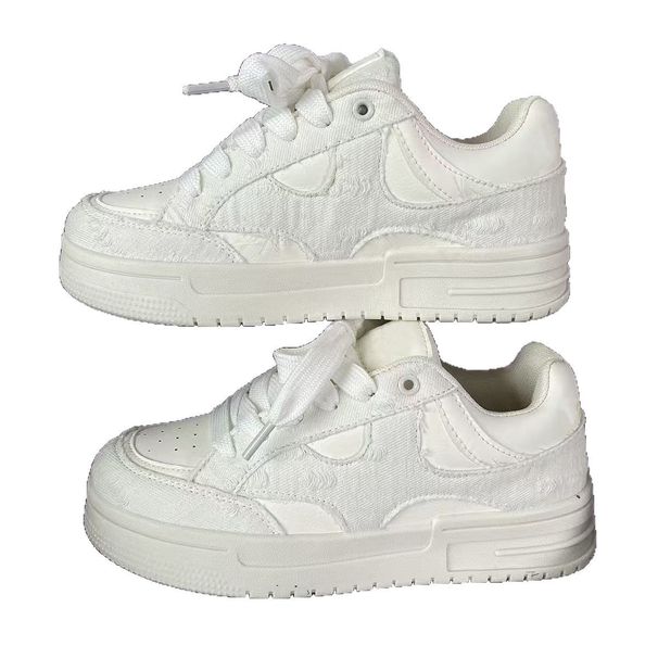 Men's Shoes 2025 Niche Destruction Style Thick Soled White Shoes National Trend Men And Women All Match Bread Shoes Student Sports Skateboard Shoes_vogvips.com