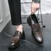 New Fashion Men's Brown Business Casual Loafer Shoes Daily Office Black Buckle Monk Men's Shoes One Foot Cover Banquet Dress Wedding Leather Shoes_vogvips.com