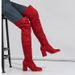 Women's Over The Knee Boots - Soft Suede Upper, Chunky Heel, Side Zipper, Fashionable Street Style Boots For Casual & Dressy Outfits_vogvips.com