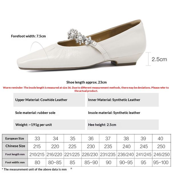 Cameido Mary Jane Shoes With Rhinestone And Strap Spring Square Toe Low Heel Single Shoes_vogvips.com