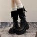 Women's Chunky Heel Knee-High Boots - Classic British Style Combat Boots With Round Toe & Slip-Resistant Sole, Sizes 35-39 High Boots_vogvips.com