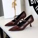 6093 European And American Style Fashion Party High Heels Thin Shallow Mouth Metal Pointed Toe One Strap Slimming Mid_vogvips.com