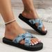Sandals Casual Comfort Cross Denim Check Simple Woman_vogvips.com