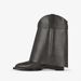 2023 New Pointed Toe Wedge Embossed Leather Mid-Calf Boots With Metal Buckle, Special Large Size Women's Shoes_vogvips.com