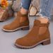 New Style Women's Martin Boots In Autumn And Winter, With Elastic Strap And Belt Buckle, Round Toe, Square Heel, Mid-calf Boots, Women's Shoes_vogvips.com