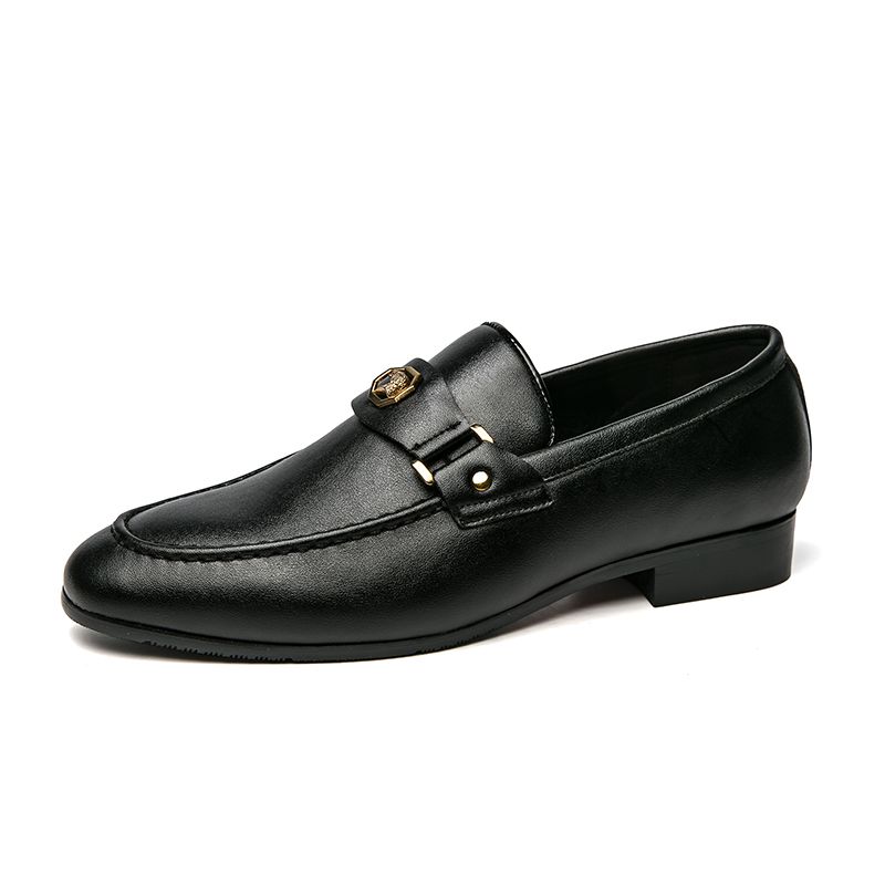 New Fashion Men's British Black Business Casual Loafer Shoes Daily Driving Office Leather Shoes One Foot Pedal Lazy Brown Banquet Dress Wedding Men's_vogvips.com