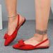 2025 Summer New Versatile Pointed Toe Bowknot Flats Lightweight Flat Closed-Toe Slip-On Sandals_vogvips.com