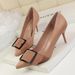 866-1 Korean Style Fashion Simple Professional OL Slimming Women's Thin High Heel Shallow Mouth Pointed Toe Belt Buckle_vogvips.com