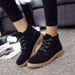 Women's Genuine Leather Suede Martin Boots With Fleece Lining, Chunky Rubber Sole, Round Toe, Low Heel, Slip-Resistant, All-Season Comfort_vogvips.com