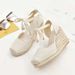 2020 Summer New Women's Wedge Heel Peep-Toe Sandals, Wish Bestseller, Large Size, Strappy, Straw-Woven, Rope Flat_vogvips.com