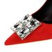 9511-K58 Banquet 's Heels Stiletto Suede Shallow Pointed Toe Square Rhinestone Buckle Ultra High Heel Single Shoes_vogvips.com