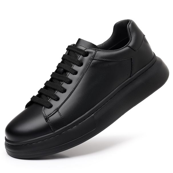 Genuine Leather Men's Board New Comfort Brand Styles Black And White Thick Soled Comfortable Shoes Luxury Hot Selling_vogvips.com