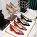 1235-K58 Korean Fashion Banquet Women's Shoes Thick Middle Heel Lacquered Leather Shallow Mouth Small Pointed Square_vogvips.com