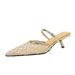 French Mesh Lace Pointed Head Thin Heel Bag Head Half Slippers Women's Outer Wear Hollow Word With Slippers_vogvips.com