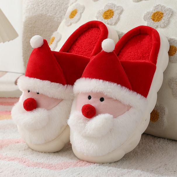 Cotton Slippers Indoor Autumn And Winter Santa Claus Cotton Slippers Men And Women Home Warm Winter Furry Slippers Household_vogvips.com