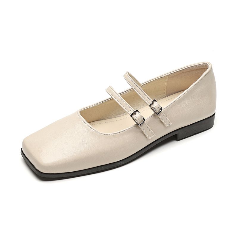 Square Head Flat Bottom Mary Jane Women's Shoes Autumn Retro Hepburn Style French Single Shoes Women's Skirt_vogvips.com
