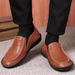 Men's Casual Leather Shoes, Pure Handmade Stitched Sole, Slip-On Driving Shoes, Men's Large Size 45-46_vogvips.com