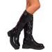 Women Boots Leather Knee High Flats Shoes Winter Trend Goth Gladiator Motorcycle Botas De Mujer 241201_vogvips.com