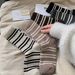 Wool Socks For Men And Women, Warm Thermal Mid-Crew Socks With Striped Pattern, Soft And Breathable, Unisex Casual Socks For All Seasons_vogvips.com