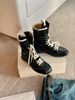 Women Boxing Boots Cowhide Version Grape Mom Same Style Boxing Color Matching Lace Side Zipper Hunting Training Martin Women's Short Boots_vogvips.com