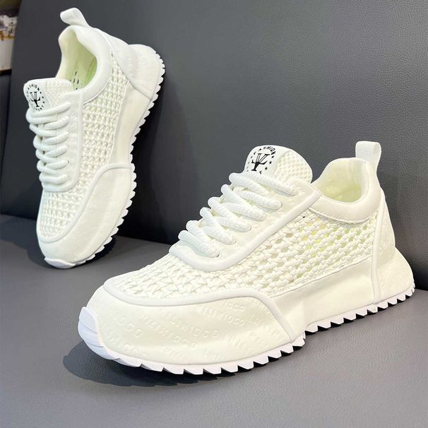 Men's Sneakers 2026 New Summer Men's Breathable Thick-soled Height-increasing White Shoes, Versatile Casual Hollow Shoes_vogvips.com