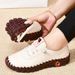 Platform Loafers Women's Casual Shoes 2024 New Summer Leather Flats Comfortable Slip On Mom Shoe Plus Size Oxfords Mujer Zapatos_vogvips.com