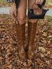 Wide Calf Boots Women's Knee High Boots Square Toe Chunky Block Heel Long Boots Pull On Riding Boots Knight Boots_vogvips.com