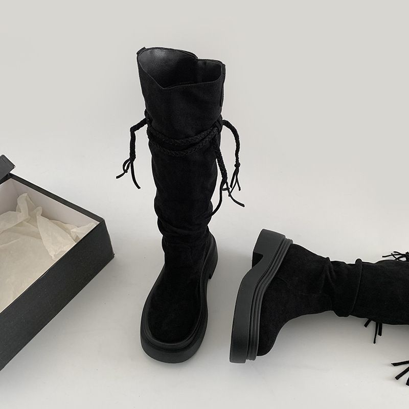 Brown Over-the-Knee Thick-Soled Long For Women 2025 New Spring And Autumn Melard Height Increasing Slimming Riding Boots_vogvips.com