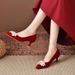 020499-1 Red Wedding For Women High Heels Stiletto Champagne Sequin Bridal Wide Fat Feet Large Size Women's Shoes_vogvips.com