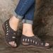 New Plus Size Summer Women's With Car Lines, Perforated Shoes, Velcro Wedge Heels, Comfortable Sandals For Women_vogvips.com