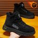 Men's Winter Fleece-Lined High-Top Work Shoes, Trendy Versatile Slip-Resistant Thickened Warm Cotton Shoes, Short Boots,_vogvips.com