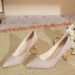 2026 Spring And Autumn New Style Pointed Toe High Heels For Women, Chunky Heel, Sequined, Fashionable, Versatile Shallow_vogvips.com