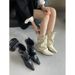 Fashionable Street Style Sexy White High Heel Ankle Boots Women Belt Buckle Rivet Hot Girl Pointed Toe Booties_vogvips.com