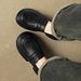 Cameido Women's Black PU Loafers With 6CM Chunky Round Toe & PU Sole_vogvips.com