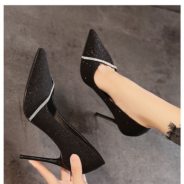 2026 French-style Elegant High-heeled Shoes - 2026 Spring Glittering Fairy-style Versatile Gold-pointed-toe Thin-heeled Women's Shoes_vogvips.com