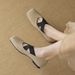 Weiwei Lady 8929-3 Silver Women's Ballet Flats, Retro Cross-Strap Square-Toe Single Shoes With Soft Soles_vogvips.com