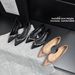 Women's Retro Slip-On Heel Sandals Rhinestone Pointed Toe Open Sides 4 Cm Height Increase Summer Women's Ballet Flats_vogvips.com