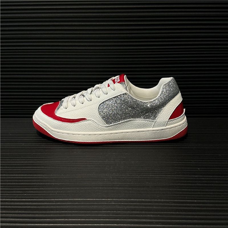 Trendy Men's For Spring And Summer, Leather Panel Shoes, Everyday Soft-Soled Breathable Versatile Color-Blocked_vogvips.com