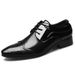 Men's Classic Business Casual Leather Shoes - Pointed Toe Low-Cut Oxfords With Rubber Sole For Office & Wedding Lace Up British Style Wedding Shoes_vogvips.com