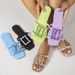 Beach Outdoor Leisure Rhinestones Square Buckle Square Head Women's Flat Sandals Slippers_vogvips.com