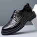 Euro Step Business Formal British Round Toe Derby Genuine Leather Brogue Carved Casual Men's Breathable Wedding Shoes_vogvips.com