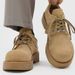 Men's Derby Shoes Genuine Leather Mickey Mouse Head Design Chunky Sole Low-Cut Boots Round Toe Fashion Casual Shoes_vogvips.com