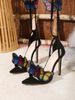 Embroidered Butterfly Strappy High Heel Sandals Pointed Toe Summer Glam Shoes Light Luxury Butterfly Decorated Stiletto Heels With Lace Up Design_vogvips.com