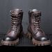 European Warm Series Fleece-Lined Genuine Leather Motorcycle Martin For Men, British Style High-Top Work Boots, Versatile Zipper Mid-Top_vogvips.com